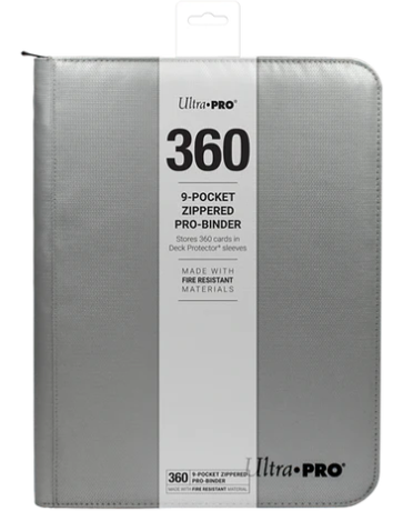 Ultra PRO 9-Pocket Zippered PRO-Binder: Silver (Fire Resistant Materials)